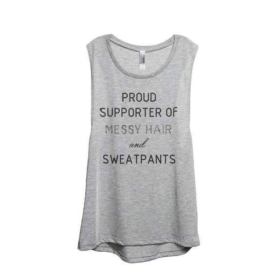 Thread Tank Messy Hair And Sweatpants Women's Sleeveless Muscle Tank Top Sport Grey Medium