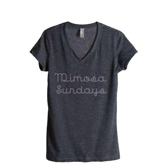 Thread Tank Mimosa Sundays Women's Relaxed V-Neck T-Shirt Tee Charcoal Medium