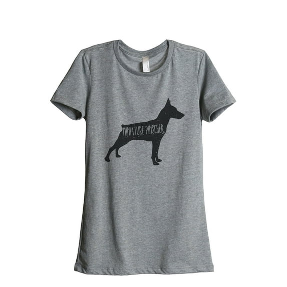 Thread Tank Miniature Pinscher Dog Silhouette Women's Relaxed Crewneck T-Shirt Tee Heather Grey Small