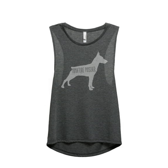 Thread Tank Miniature Pinscher Dog Silhouette Women's Sleeveless Muscle Tank Top Charcoal Small