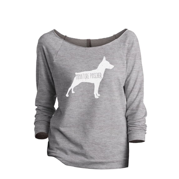 Thread Tank Miniature Pinscher Dog Silhouette Women's Slouchy 3/4 Sleeves Raglan Sweatshirt Sport Grey Small