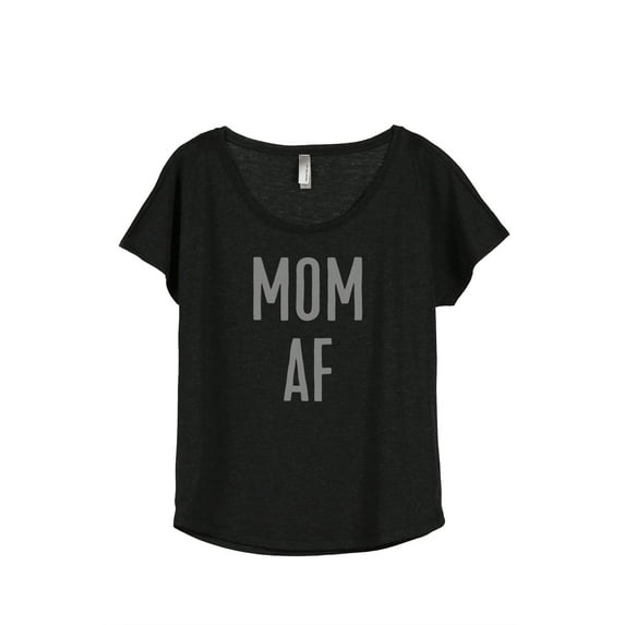 Thread Tank Mom AF Women's Relaxed Slouchy Dolman T-Shirt Tee Heather Black 2X-Large