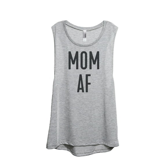 Thread Tank Mom AF Women's Sleeveless Muscle Tank Top Sport Grey Small