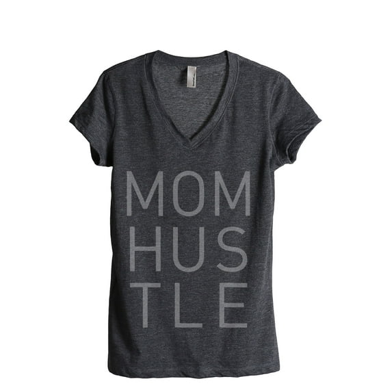 Thread Tank Mom Hustle Women's Relaxed V-Neck T-Shirt Tee Charcoal Medium