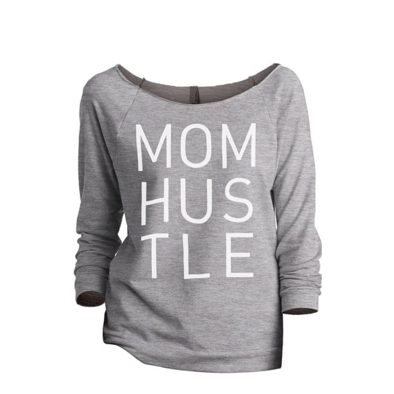 Thread Tank Mom Hustle Women's Slouchy 3/4 Sleeves Raglan Sweatshirt Sport Grey Large
