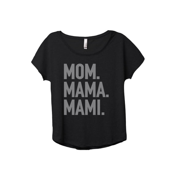 Thread Tank Mom. Mama. Mami. Women's Relaxed Slouchy Dolman T-Shirt Tee Heather Black Large