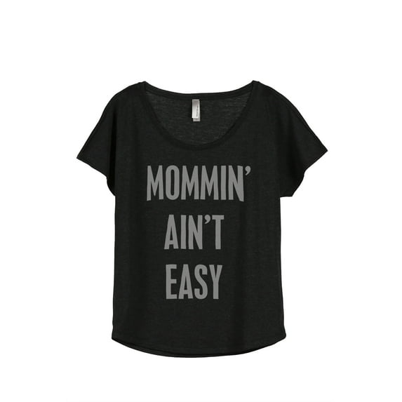 Thread Tank Mommin Aint Easy Women's Relaxed Slouchy Dolman T-Shirt Tee Heather Black 3X-Large