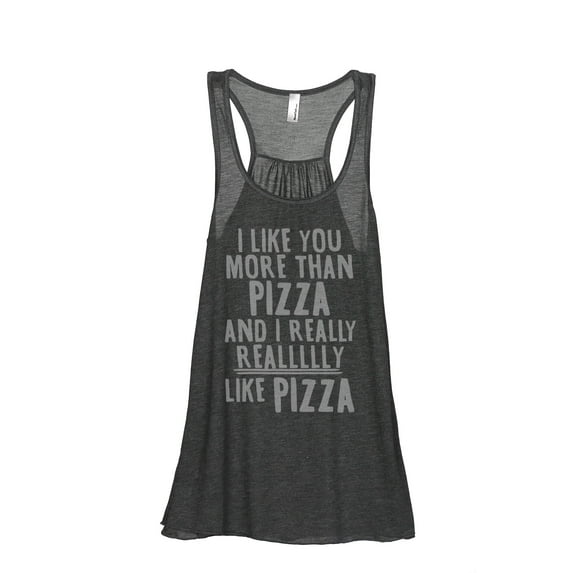 Thread Tank More Than Pizza Women's Sleeveless Flowy Racerback Tank Top Charcoal Small