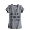 thumbnail image 1 of Thread Tank Most Of My Friends Are Animals Women's Fashion Relaxed V-Neck T-Shirt Tee Heather Grey Medium, 1 of 4
