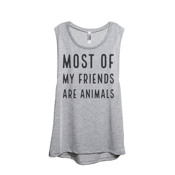 Thread Tank Most Of My Friends Are Animals Women's Fashion Sleeveless Muscle Tank Top Sport Grey X-Large