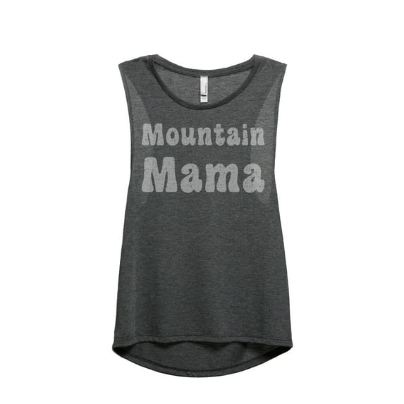 Thread Tank Mountain Mama Women's Fashion Sleeveless Muscle Tank Top Charcoal Small