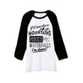 thumbnail image 1 of Thread Tank Mountains Hikes Waterfall Unisex 3/4 Sleeves Baseball Raglan White Black 2X-Large, 1 of 4