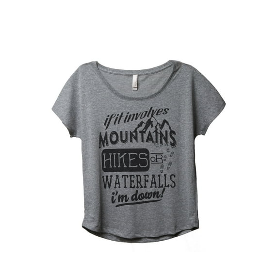 Thread Tank Mountains Hikes Waterfall Women's Relaxed Slouchy Dolman T-Shirt Tee Heather Grey Small