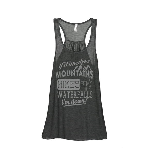 Thread Tank Mountains Hikes Waterfall Women's Sleeveless Flowy Racerback Tank Top Charcoal Small