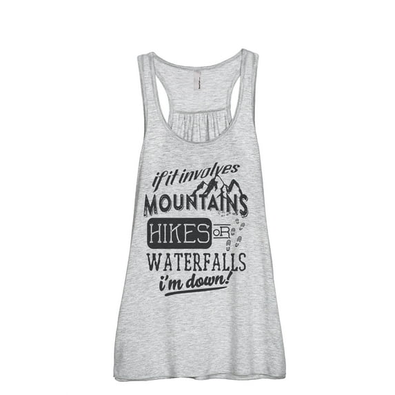 Thread Tank Mountains Hikes Waterfall Women's Sleeveless Flowy Racerback Tank Top Sport Grey Large