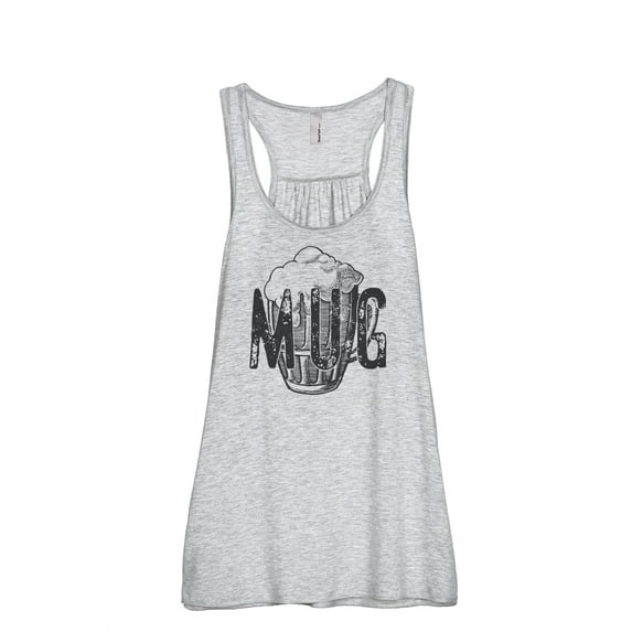 Thread Tank Mug Glass Sketch Women's Sleeveless Flowy Racerback Tank Top Sport Grey Large