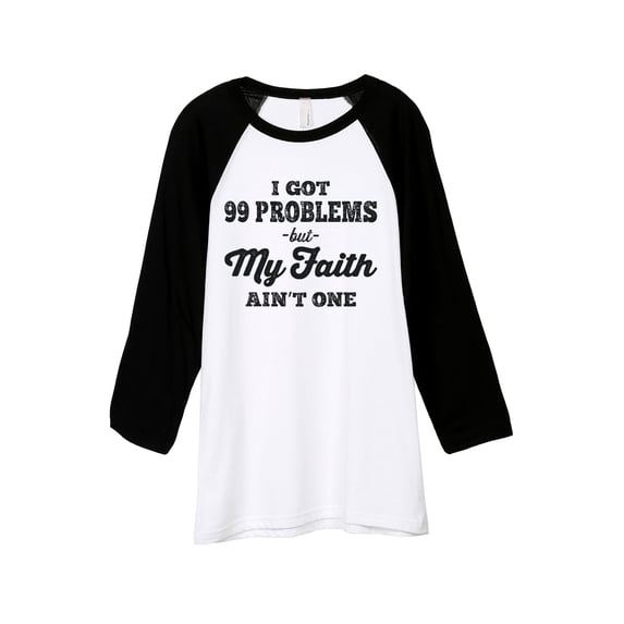 Thread Tank My Faith Unisex 3/4 Sleeves Baseball Raglan White Black 2X-Large