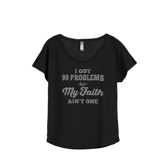 Thread Tank My Faith Women's Relaxed Slouchy Dolman T-Shirt Tee Heather Black X-Large