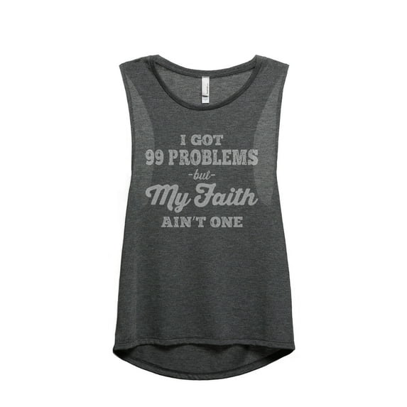 Thread Tank My Faith Women's Sleeveless Muscle Tank Top Charcoal Large