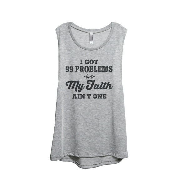 Thread Tank My Faith Women's Sleeveless Muscle Tank Top Sport Grey Small