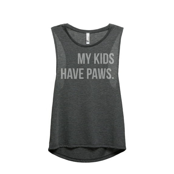 Thread Tank My Kids Have Paws Women's Sleeveless Muscle Tank Top Charcoal Large