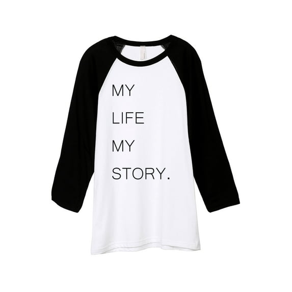Thread Tank My Life Story Unisex 3/4 Sleeves Baseball Raglan White Black Large