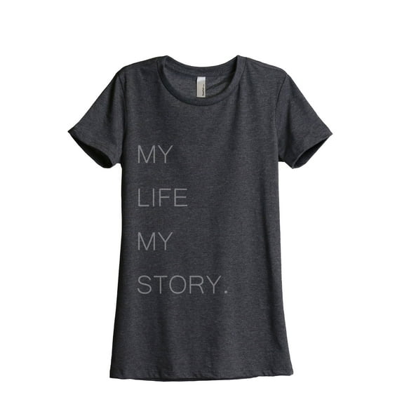 Thread Tank My Life Story Women's Relaxed Crewneck T-Shirt Tee Charcoal X-Large