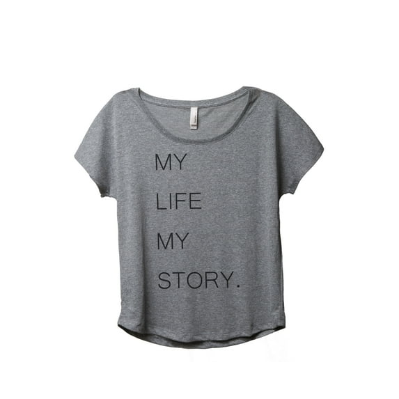 Thread Tank My Life Story Women's Relaxed Slouchy Dolman T-Shirt Tee Heather Grey Small