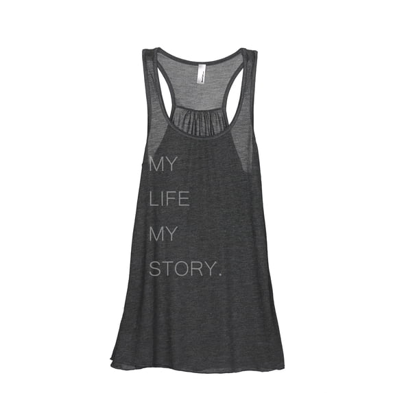 Thread Tank My Life Story Women's Sleeveless Flowy Racerback Tank Top Charcoal Small