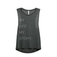 thumbnail image 1 of Thread Tank My Life Story Women's Sleeveless Muscle Tank Top Charcoal Small, 1 of 3