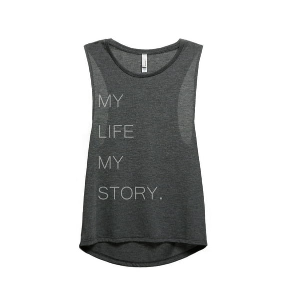 Thread Tank My Life Story Women's Sleeveless Muscle Tank Top Charcoal X-Large