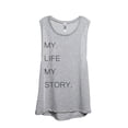 thumbnail image 1 of Thread Tank My Life Story Women's Sleeveless Muscle Tank Top Sport Grey 2X-Large, 1 of 4