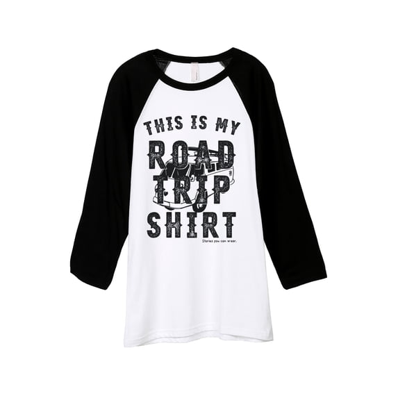 Thread Tank My Roadtrip Shirt Unisex 3/4 Sleeves Baseball Raglan White Black Small