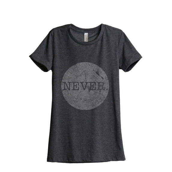 Thread Tank NEVER Women's Relaxed Crewneck T-Shirt Tee Charcoal X-Large