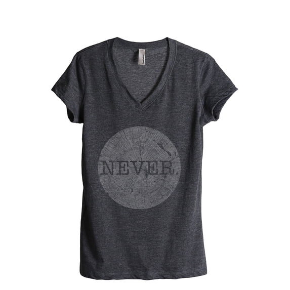 Thread Tank NEVER Women's Relaxed V-Neck T-Shirt Tee Charcoal Medium