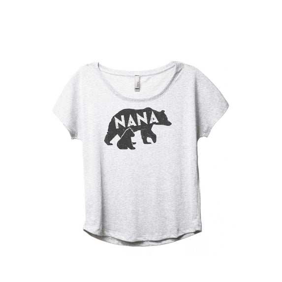 Thread Tank Nana Bear Women's Fashion Relaxed Slouchy Dolman T-Shirt Tee Heather White Medium