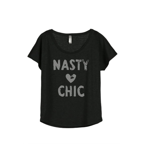 Thread Tank Nasty Woman Chic Women's Relaxed Slouchy Dolman T-Shirt Tee Heather Black Large