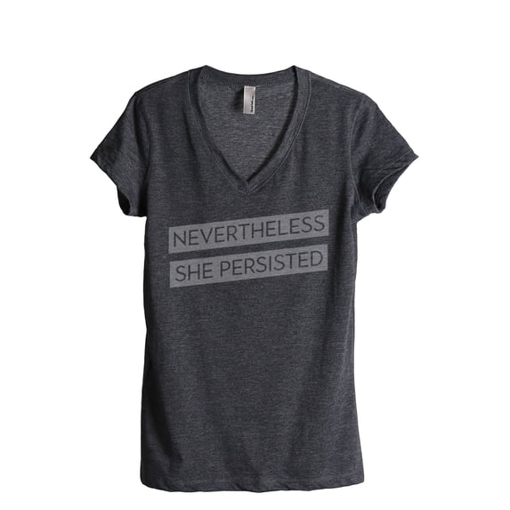 Thread Tank Nevertheless She Persisted Women's Relaxed V-Neck T-Shirt Tee Charcoal X-Large