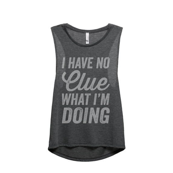 Thread Tank No Clue Women's Sleeveless Muscle Tank Top Charcoal X-Large