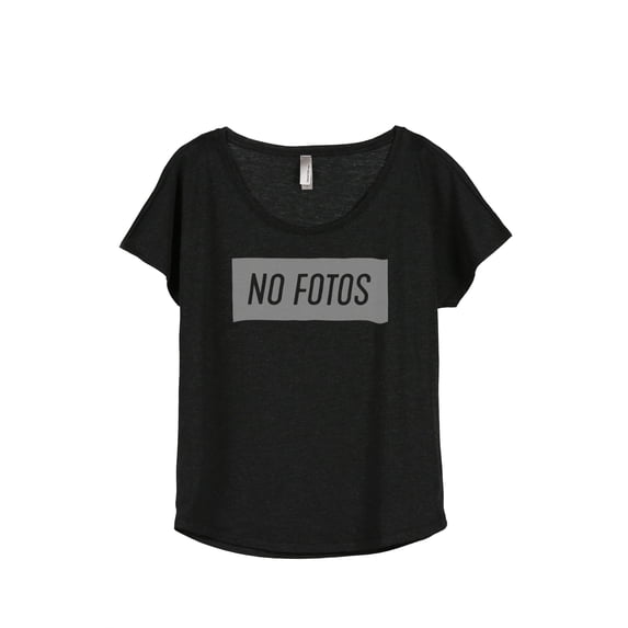 Thread Tank No Fotos Women's Relaxed Slouchy Dolman T-Shirt Tee Heather Black 2X-Large
