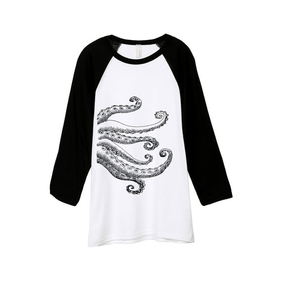 Thread Tank Octo Tenta Unisex 3/4 Sleeves Baseball Raglan White Black Medium