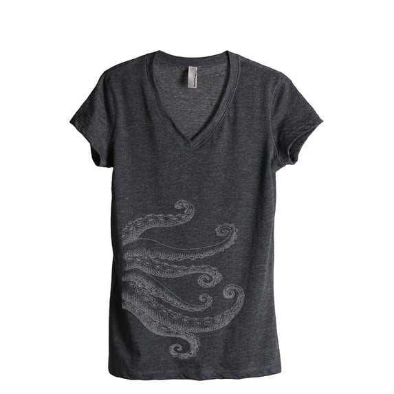 Thread Tank Octo Tenta Women's Relaxed V-Neck T-Shirt Tee Charcoal X-Large