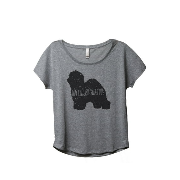 Thread Tank Old English Sheepdog Dog Silhouette Women's Relaxed Slouchy Dolman T-Shirt Tee Heather Grey Medium