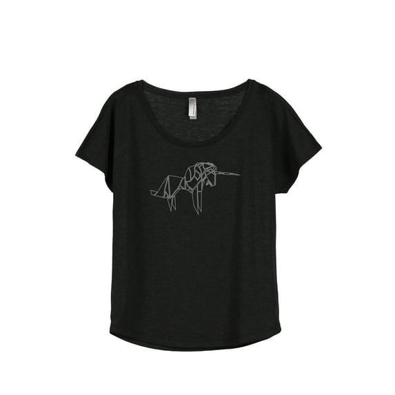 Thread Tank Origami Unicorn Women's Relaxed Slouchy Dolman T-Shirt Tee Heather Black Large