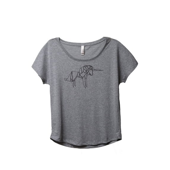 Thread Tank Origami Unicorn Women's Relaxed Slouchy Dolman T-Shirt Tee Heather Grey Small