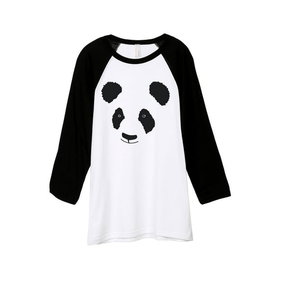 Thread Tank Panda Face Unisex 3/4 Sleeves Baseball Raglan White Black Small