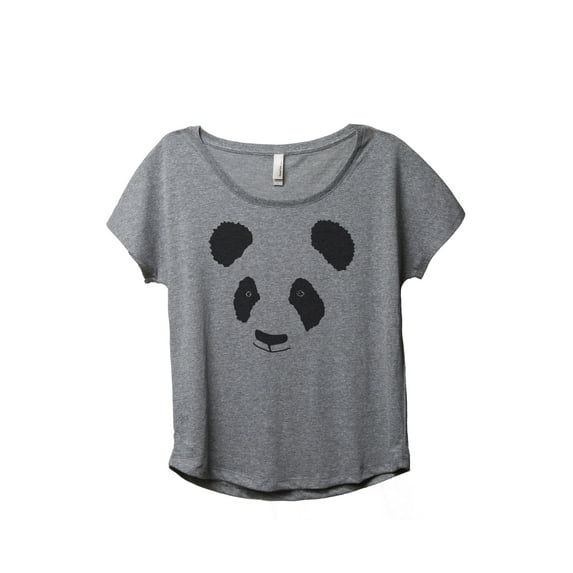Thread Tank Panda Face Women's Relaxed Slouchy Dolman T-Shirt Tee Heather Grey X-Large