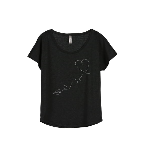 Thread Tank Paper Airplanes Women's Relaxed Slouchy Dolman T-Shirt Tee Heather Black X-Large