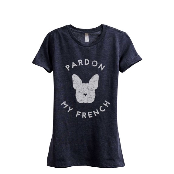Thread Tank Pardon My French Women's Fashion Relaxed Crewneck T-Shirt Tee Heather Navy X-Large