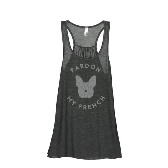 Thread Tank Pardon My French Women's Fashion Sleeveless Flowy Racerback Tank Top Charcoal Small